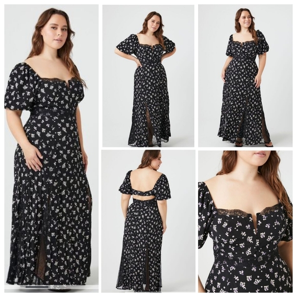 Forever 21 Dresses & Skirts - Forever 21 Plus Black Floral Lace Maxi Dress Size 0X